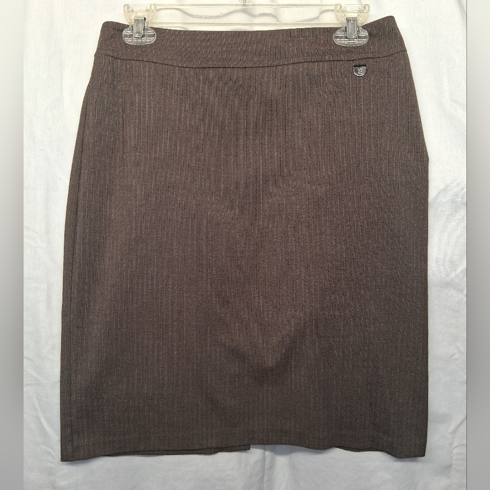 New York & Company Brown Pinstripe Pencil Skirt